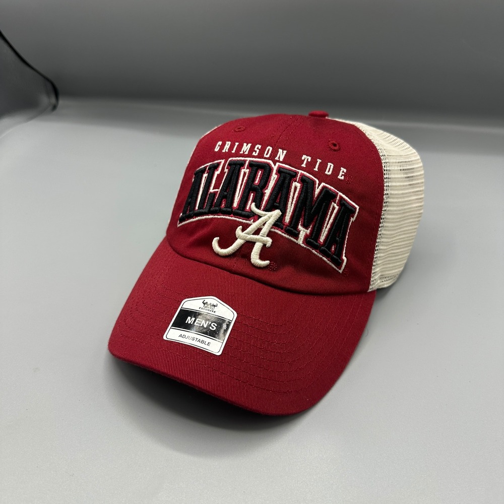 Alabama Crimson Tide Fan Favorite‎ Mens Trucker Hat Crimson Cream Snapback NEW